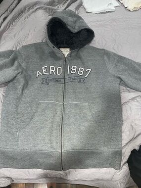 Aeropostale Black Sherpa-Lined Hoodie